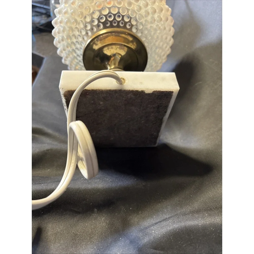 Vintage French Opalescent Hobnail Table Lamp with Marble Base